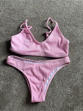 SHEIN Ribbed Pink Bikini Set